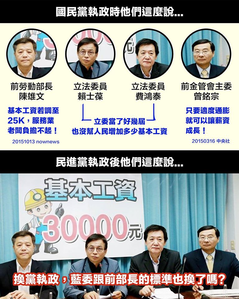 國民黨的基本工資分水嶺
